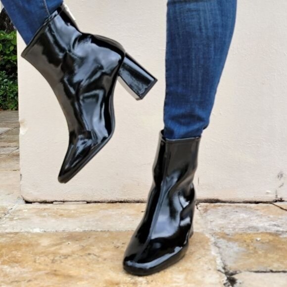 Women's‎ Black PAT Ankle Square Toe Booties - Picture 6 of 7